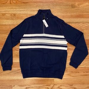 NWT Men's J. Crew Sz M Half Zip Sweater in Navy w/ Stripes
